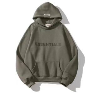 Essentials Olive Grey Hoodie - Comfortable & Stylish Wear