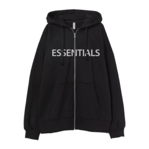 Essentials Black Zip-Up Hoodie – Stylish & Comfy Fit