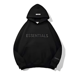 "Essentials Black Dark Hoodie – Sleek, Stylish & Cozy"