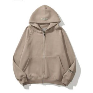 Essentials Khaki Zipper Hoodie – Stylish & Comfy Fit